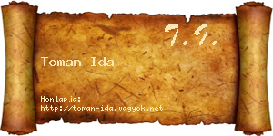 Toman Ida névjegykártya